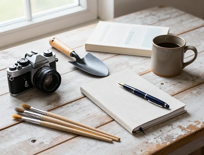 Une composition d'objets variés symbolisant la diversité des passions et des sujets abordés.